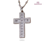 Colar de Cruz Cravejada em Prata 925 e Ouro 14K