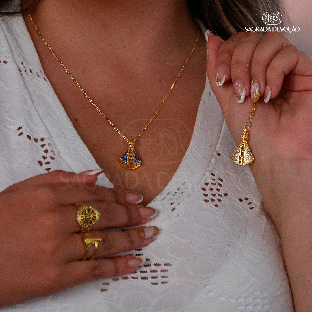 2 Colares de Nossa Senhora Aparecida + Anel de Nossa Senhora Aparecida